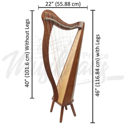 Muzikkon 29 String Ard Ri Harp Rosewood