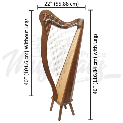 Muzikkon 29 String Ard Ri Harp Walnut