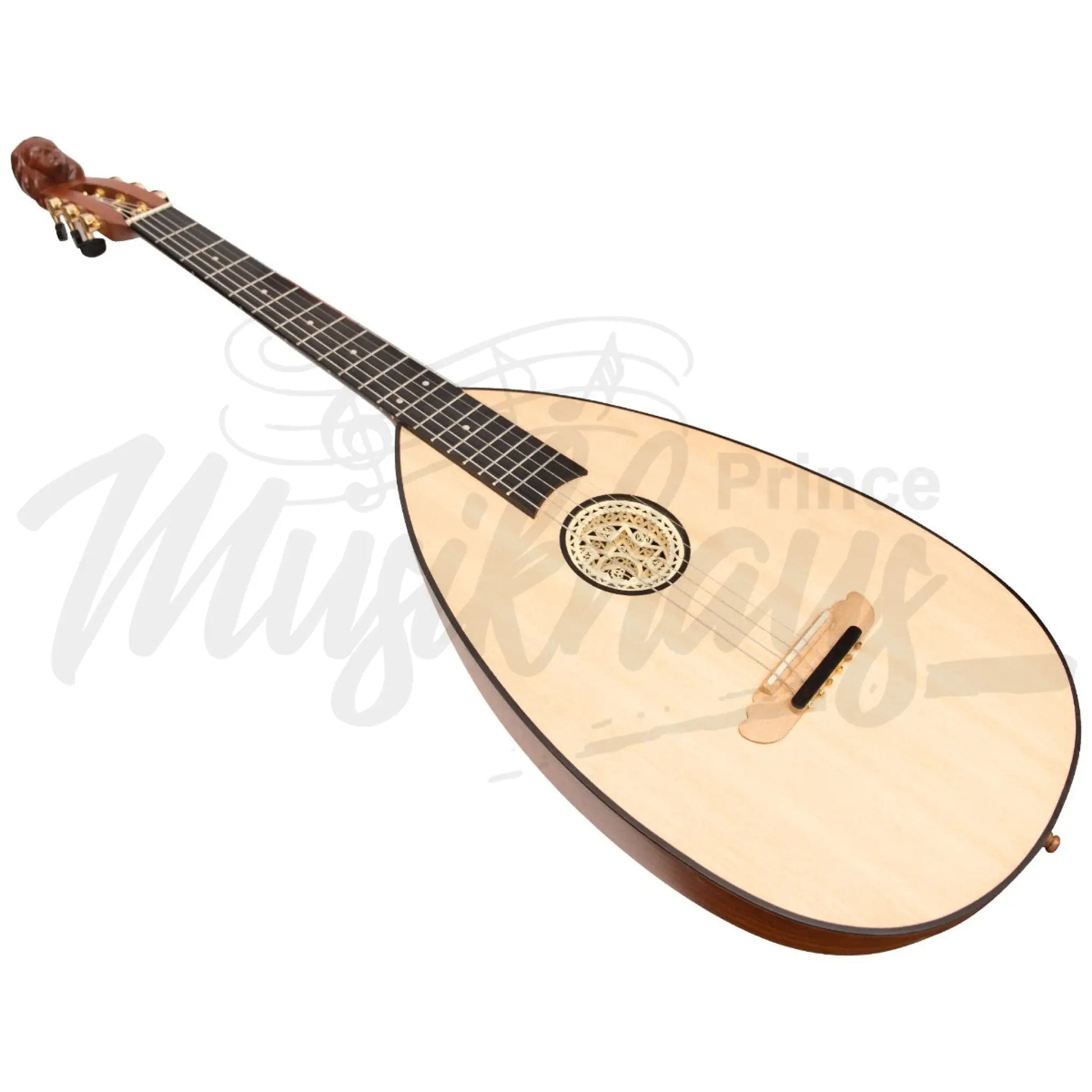 Muzikkon Lute Guitar 6 Steel Strings Variegated Lacewood Rosewood