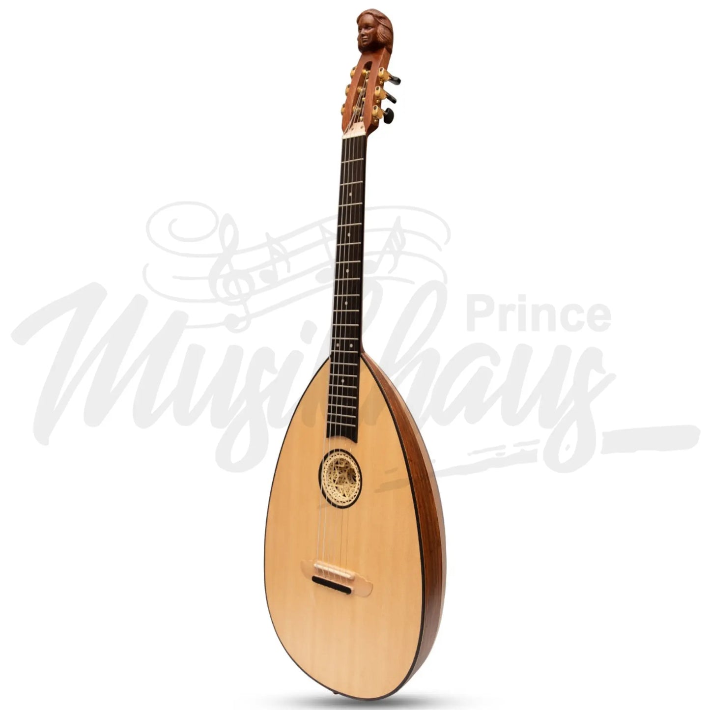 Muzikkon Lute Guitar 6 Steel Strings Variegated Lacewood Rosewood