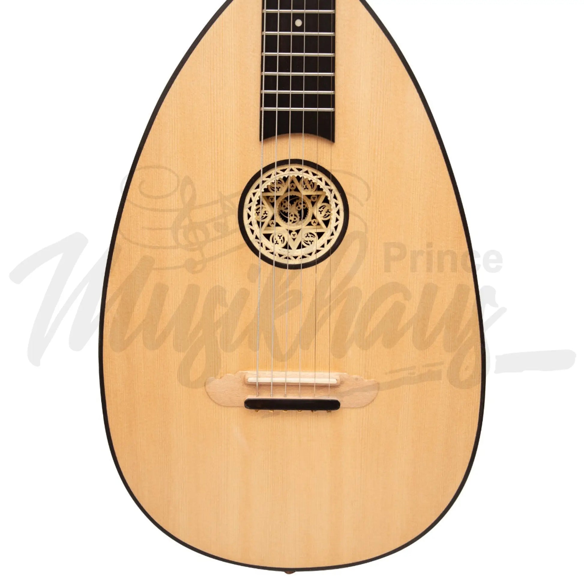 Muzikkon Lute Guitar 6 Steel Strings Variegated Lacewood Rosewood