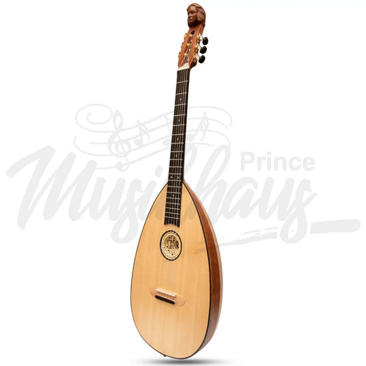 Muzikkon Lute Guitar 6 Steel Strings Variegated Lacewood Rosewood Left Handed