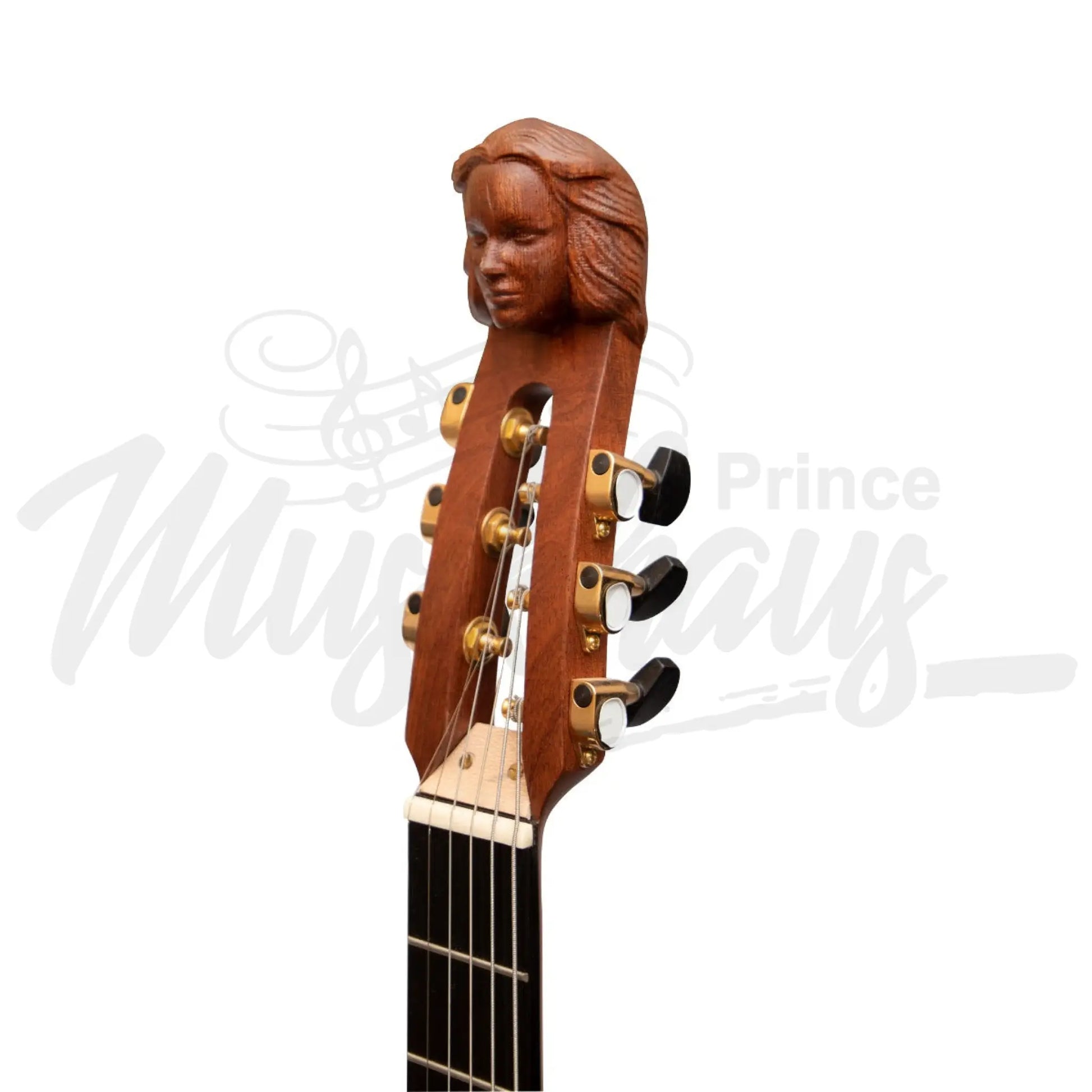 Muzikkon Lute Guitar 6 Steel Strings Variegated Lacewood Rosewood Left Handed