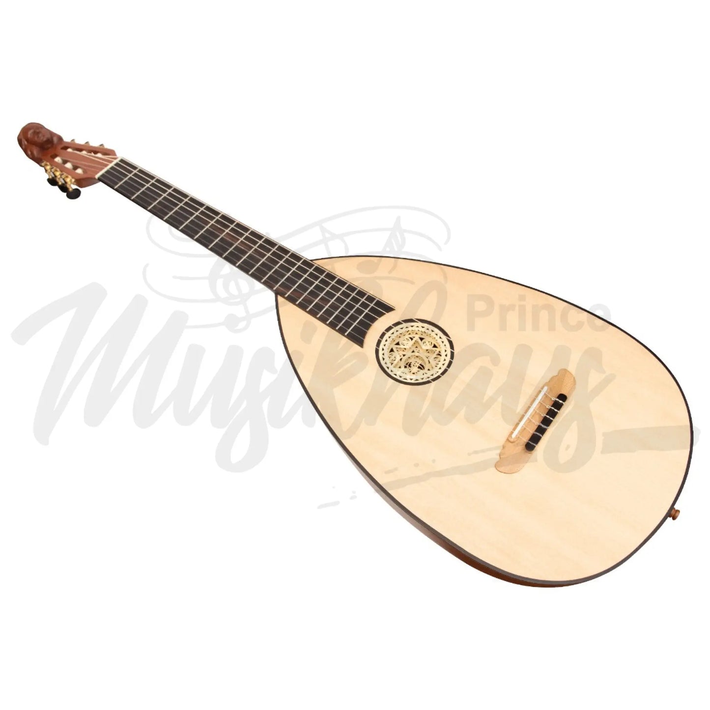 Muzikkon Lute Guitar 6 String Variegated Lacewood Rosewood Left Handed