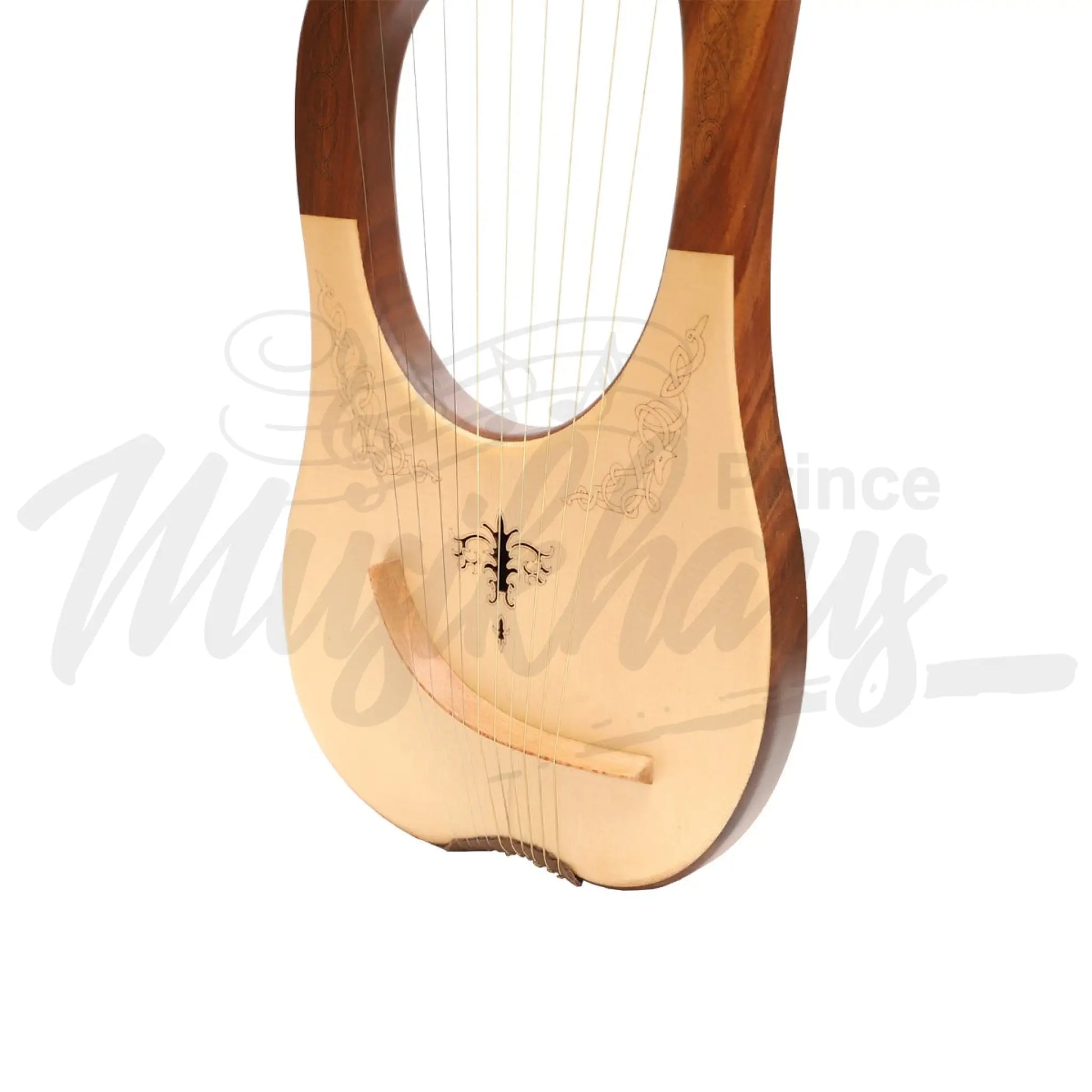 Muzikkon Lyre Harp 10 String Rosewood Engraved