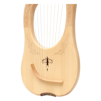 MUZIKKON LYRE HARP, 10 STRING LACEWOOD ENGRAVED