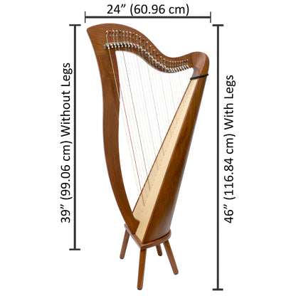 MUZIKKON MCHUGH HARP 27 STRING ROSEWOOD ROUND BACK