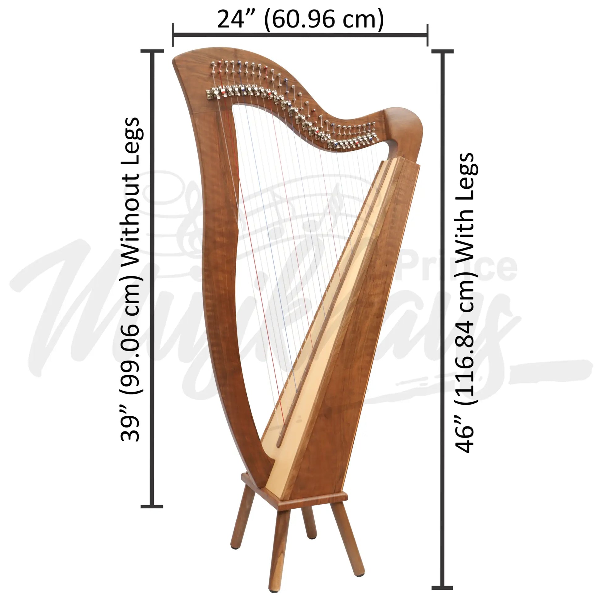 Muzikkon Mchugh Harp 27 String Walnut Square Back