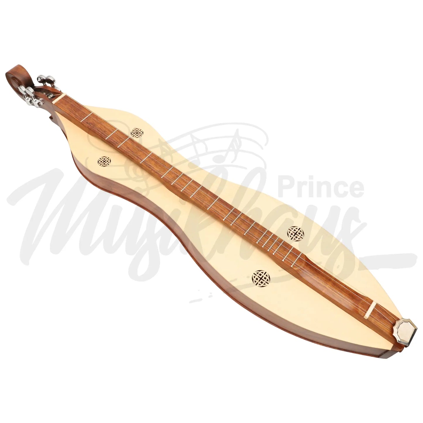 Muzikkon Mountain Dulcimer 4 Strings Knotwork Scroll R/W Silver Gear