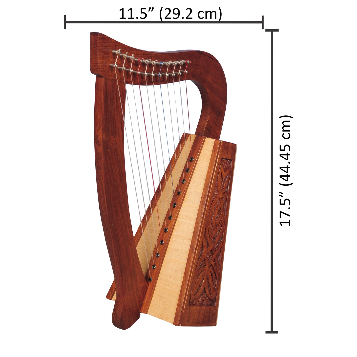 MUZIKKON O’CAROLAN HARP, 11 STRING ROSEWOOD KNOTWORK