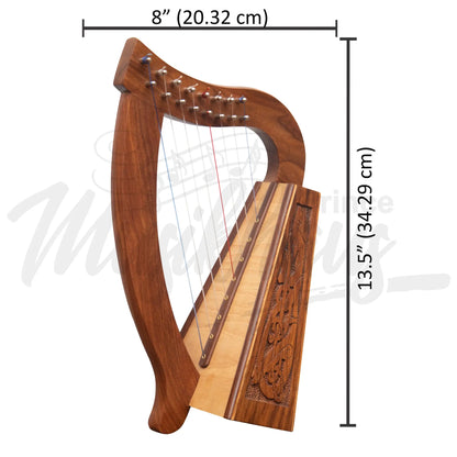 Muzikkon O’carolan Harp 8 String Rosewood Celtic Dragon