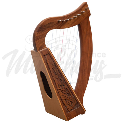 Muzikkon O’carolan Harp 8 String Rosewood Celtic Dragon