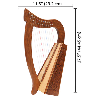 Muzikkon O'Carolan Harp, 11 String Rosewood Celtic Dragon