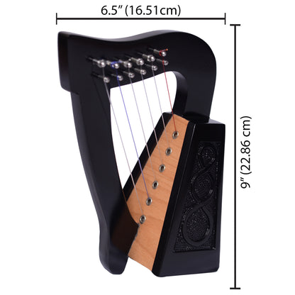 O'CAROLAN HARP, 6 STRING BLACK KNOTWORK