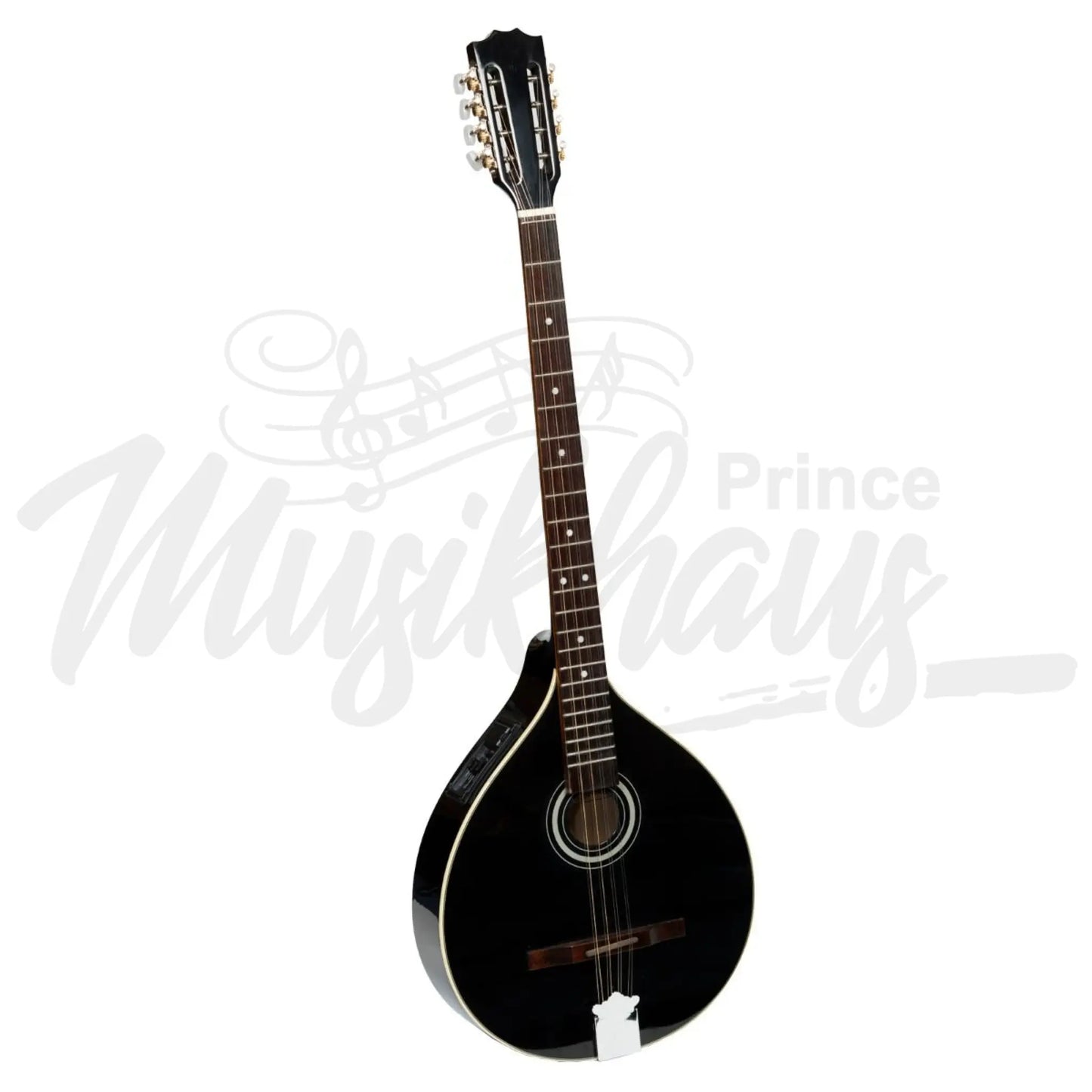 Traditional Irish Bouzouki With Eq 8 Strings Black Gloss Maple Body Spruce Top