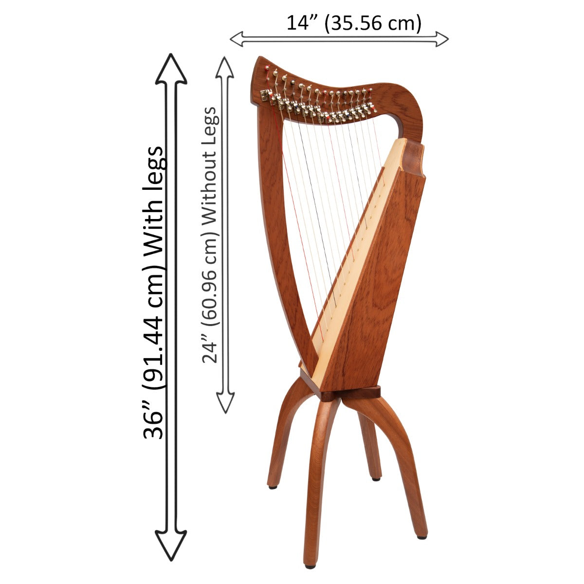Muzikkon 15 String Trinity Ceilidh Harp Mahogany