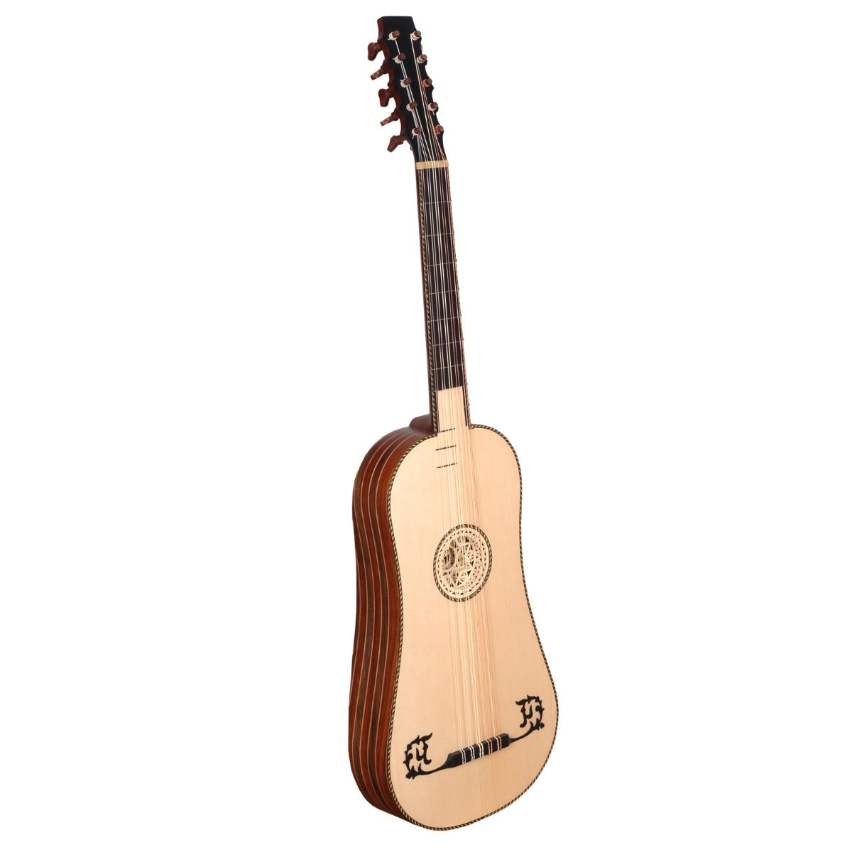 HEARTLAND SELLAS BAROQUE GUITAR, 5 COURSE LEFT HAND VARIEGATED WALNUT ROSEWOOD