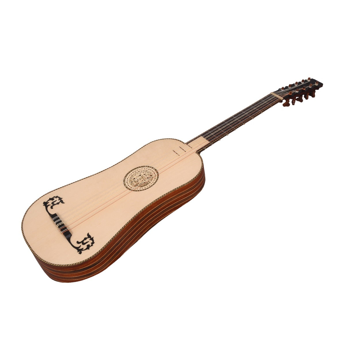 HEARTLAND SELLAS BAROQUE GUITAR, 5 COURSE LEFT HAND VARIEGATED WALNUT ROSEWOOD