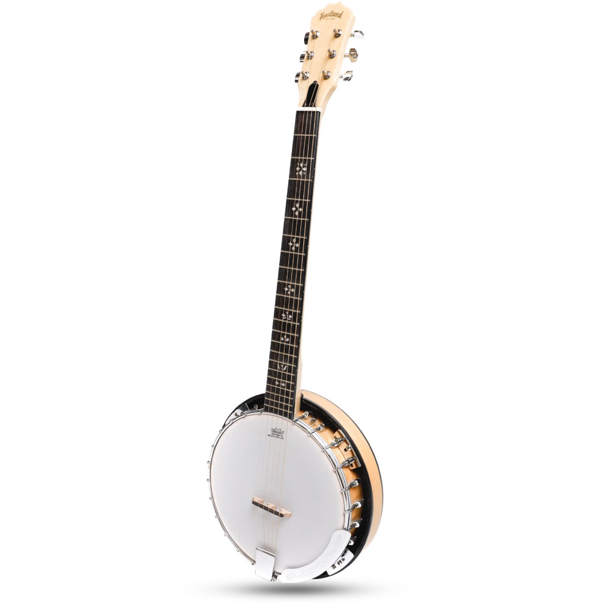 HEARTLAND 6 STRING DELUXE IRISH BANJO LEFT HANDED 24 BRACKET WITH CLOSED SOLID BACK MAPLE FINISH
