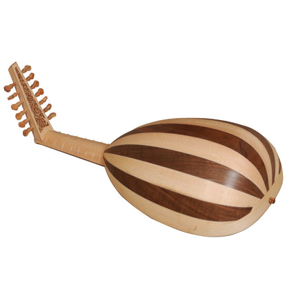 MUZIKKON DESCANT LUTE, 7 COURSE LEFT HANDED VARIEGATED WALNUT AND LACEWOOD