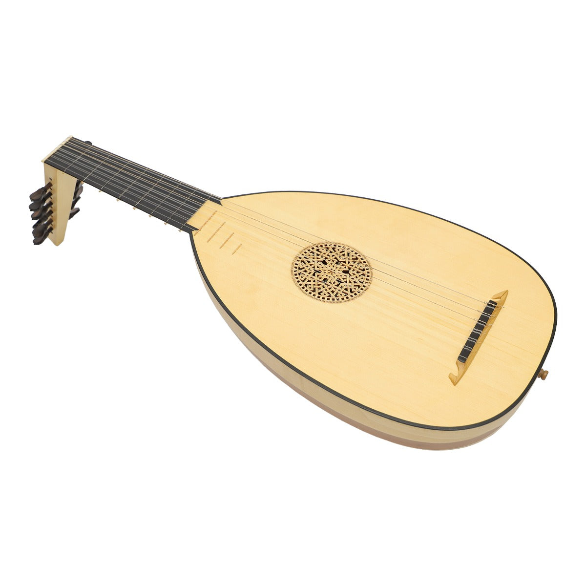 MUZIKKON RENAISSANCE LUTE, 7 COURSE VARIEGATED LEFT HAND MAPLE WALNUT