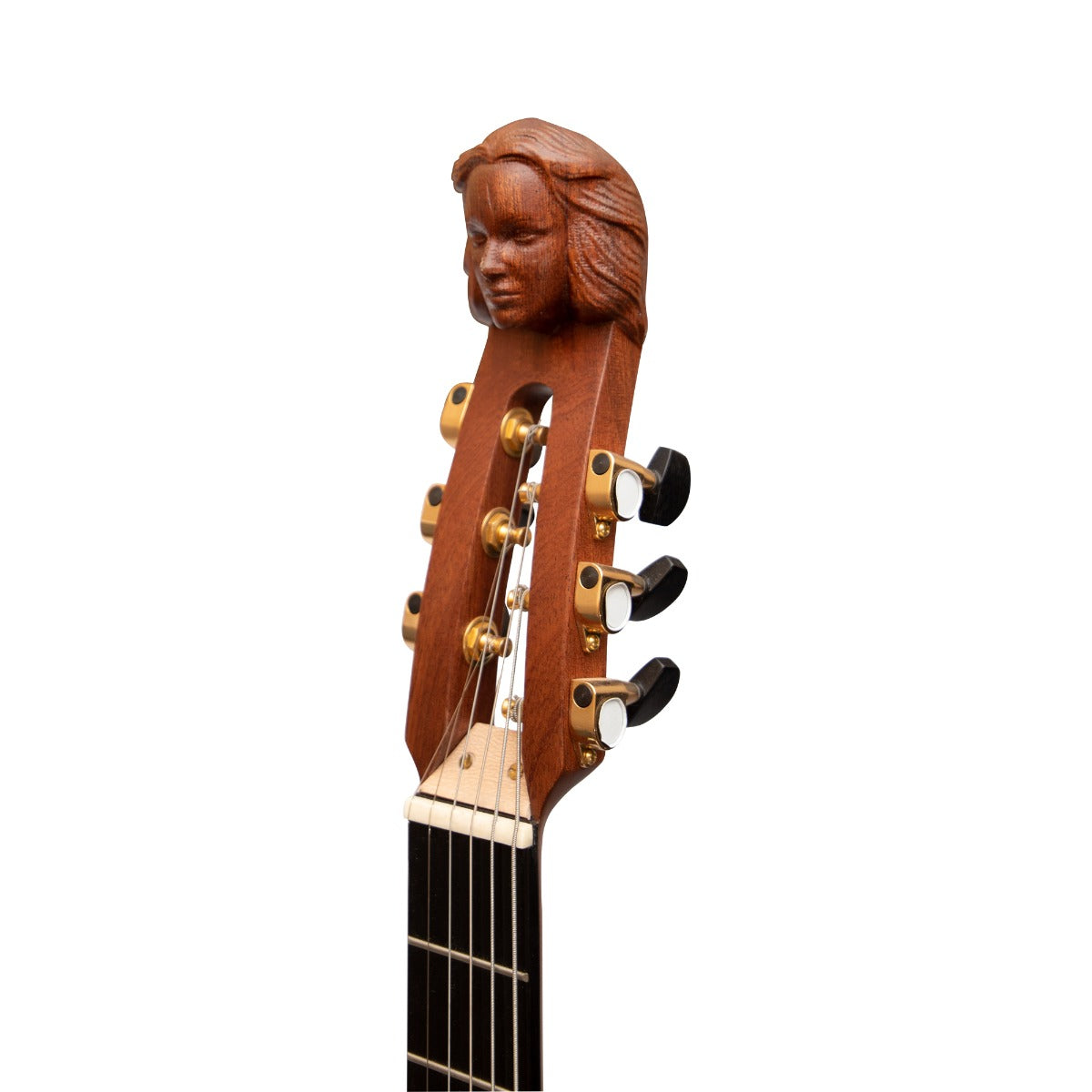 Muzikkon Lute Guitar, 6 Steel Strings Variegated Lacewood Rosewood Left Handed
